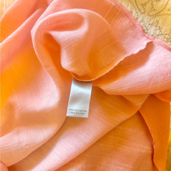 Avenue 18/20 Peach Coral Ombre Blouse Plus Size Flowy Tunic Top Button Front - Picture 7 of 8